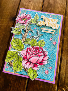 Lavender Rose Branch Birthday Card