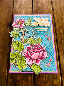 Lavender Rose Branch Birthday Card