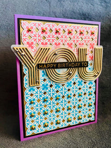 Handmade Happy Birthday Card – Ornate Four-Pointed Clover Trellis Pattern, Elegant Greeting for All Ages