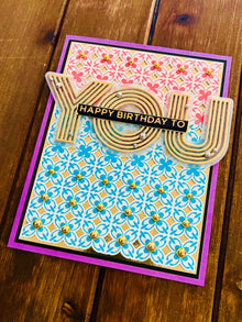 Handmade Happy Birthday Card – Ornate Four-Pointed Clover Trellis Pattern, Elegant Greeting for All Ages