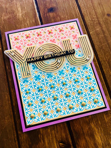 Handmade Happy Birthday Card – Ornate Four-Pointed Clover Trellis Pattern, Elegant Greeting for All Ages