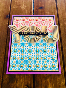 Handmade Happy Birthday Card – Ornate Four-Pointed Clover Trellis Pattern, Elegant Greeting for All Ages