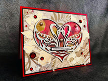 Silver Holographic Swan Duo Alcohol ink Heart Forever and Always Love Card