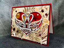 Silver Holographic Swan Duo Alcohol ink Heart Forever and Always Love Card