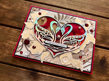 Silver Holographic Swan Duo Alcohol ink Heart Forever and Always Love Card