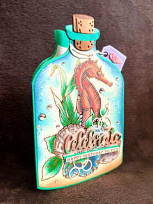 Seahorse and Shells in a Bottle Celebrate Happy Birthday Card