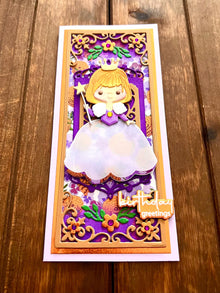 Lavender Floral Fairy Princess Birthday Greetings Slimline Card
