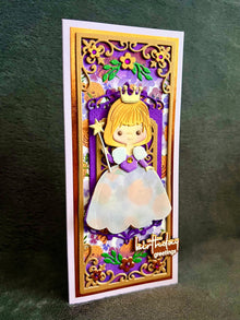 Lavender Floral Fairy Princess Birthday Greetings Slimline Card