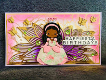 Black Princess with Floral Gown Happiest of Birthdays Large Slimline Card