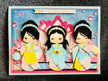 Kimono Girl Trio Time to Celebrate Card