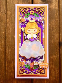 Lavender Floral Fairy Princess Birthday Greetings Slimline Card
