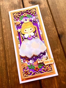 Lavender Floral Fairy Princess Birthday Greetings Slimline Card