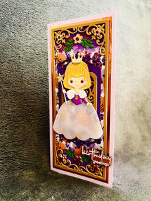 Lavender Floral Fairy Princess Birthday Greetings Slimline Card