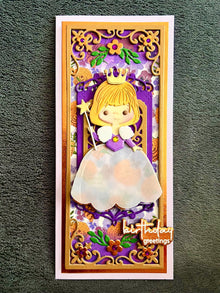 Lavender Floral Fairy Princess Birthday Greetings Slimline Card