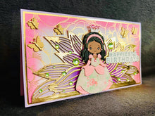 Black Princess with Floral Gown Happiest of Birthdays Large Slimline Card