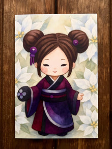 Kawaii Chibi Girl Greeting Card Set: Japanese Anime Art (4x6 Semi-Gloss Print)