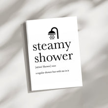 Steamy Shower Definition Card | Funny Flirty Greeting | 5x7 Folded with Envelope
