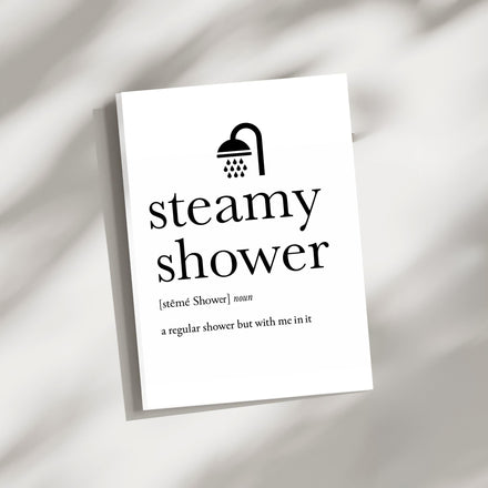 Steamy Shower Definition Card | Funny Flirty Greeting | 5x7 Folded with Envelope