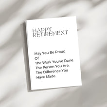 Elegant Retirement Card | Minimalist 5x7 Folded Greeting Card with Envelope