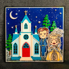 Baroque Couple and Cathedral at Night Blank Card