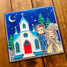 Baroque Couple and Cathedral at Night Blank Card