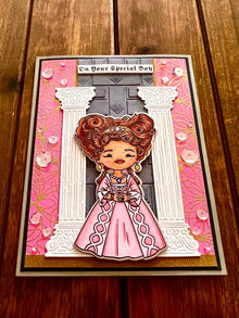 Baroque Girl in Pink Dress and Pillars On Your Special Day Card