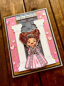 Baroque Girl in Pink Dress and Pillars On Your Special Day Card