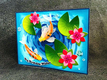 Koi Pond and Water Lilies in Swirling Pond Big Birthday Wishes Card