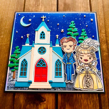 Baroque Couple and Cathedral at Night Blank Card