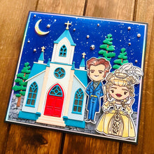 Baroque Couple and Cathedral at Night Blank Card