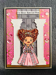 Baroque Girl in Pink Dress and Pillars On Your Special Day Card