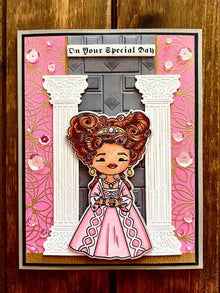 Baroque Girl in Pink Dress and Pillars On Your Special Day Card