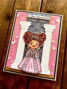 Baroque Girl in Pink Dress and Pillars On Your Special Day Card