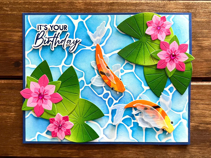 Koi Pond and Four Water Lily Pads It’s Your Birthday Card