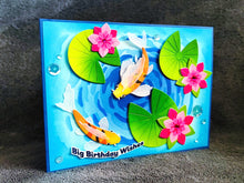 Koi Pond and Water Lilies in Swirling Pond Big Birthday Wishes Card