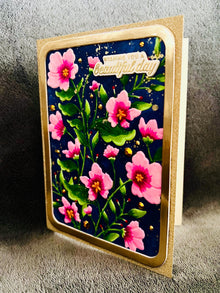 Elegant Embossed Pink Flower Vines Wishing You a Beautiful Day Card
