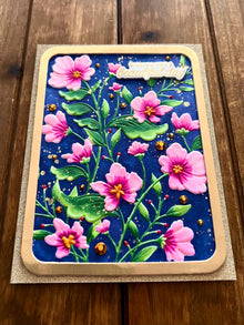 Elegant Embossed Pink Flower Vines Wishing You a Beautiful Day Card