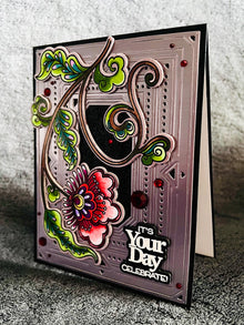 Hanging Folk Style Flower Vine It’s Your Day Celebrate Card