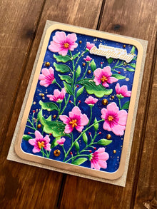 Elegant Embossed Pink Flower Vines Wishing You a Beautiful Day Card