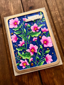 Elegant Embossed Pink Flower Vines Wishing You a Beautiful Day Card