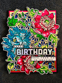 Teal and Magenta Floral Cluster Happy Birthday Amazing Day Birthday Card