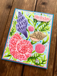 Embossed Seashells and Seaweed Birthday Wishes Card