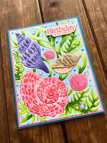 Embossed Seashells and Seaweed Birthday Wishes Card