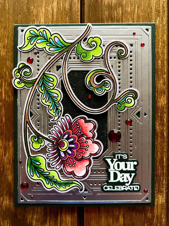 Hanging Folk Style Flower Vine It’s Your Day Celebrate Card