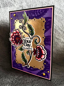 Folk Style Flower Duo Trailing Vine It’s Your Day Celebrate Card