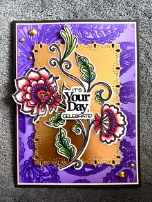 Folk Style Flower Duo Trailing Vine It’s Your Day Celebrate Card