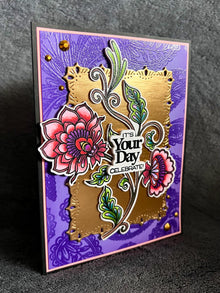 Folk Style Flower Duo Trailing Vine It’s Your Day Celebrate Card