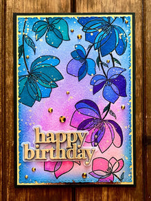 Watercolored Abstract Hanging Florals Happy Birthday Card