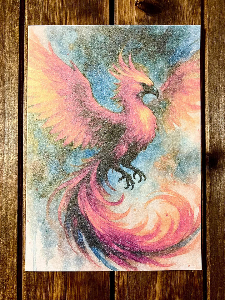 Flying Orange Phoenix Blank Card
