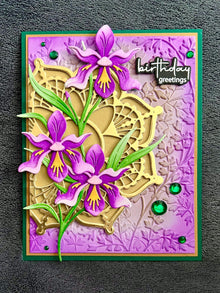 Triple Mini Purple Iris Birthday Greetings Card